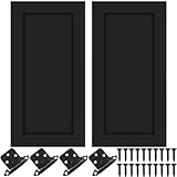 Cinnvoice 2 Pcs Pine Kitchen Cabinet Door Replacement with 4 Pcs Cabinet Hinges Wood Shaker Door Front Replacement for Kitchen, Bathroom, Vanity(Black,15.5' W X 29' H)
