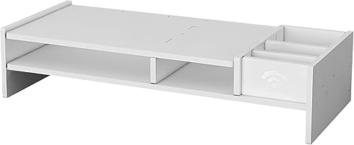 Elevador de monitor  Estante organizador de escritorio de 3 niveles para suministros de oficina  Soporte de exhibición de madera resistente con