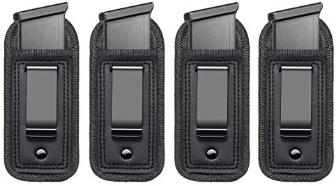 4-Pack Universal IWB Magazine Holster Concealed Carry 9mm .40 .45 | Inside The Waistband Mag Pouch | Mag Holster for Glock 43 17 Sig 1911 S&W M&P | Fits Any 7 10 15 Round Clips for All Pistols