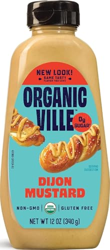 Image of Organicville Dijon Mustard - Mustard Dijon Organic, Dijion Mustard, Vegan, Paleo, USDA Organic, Non-GMO, Keto Mustard, Whole 30, Dijon Mustard Gluten Free - 12 Oz
