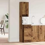 Runheo Buffet de Cuisine en Bois Ancien avec tiroir 32 x 50 x 180 cm, Meuble Rangement intérieur avec Porte et étagères, Armoire bahut Pratique pour Salle à Manger et Salon