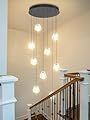 ABTTOI H100 Modern Crystal Chandelier for Staircase Black LED High Ceiling Pendant Light Bubble Crystal Chandelier for Hallway Foyer Stairwell Living Room Foyer Entryway 2700K-4500K-6000K