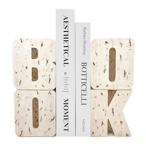 Xmeden Book Ends Decorative, Book Design, Modern Bookends for Shelves, Non-Skid Heavy Duty Resin Book Stopper for Books, Resin, 1Pair