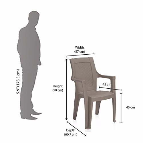 Image of Nilkamal ROSA Plastic Mid Back with Arm Chair | Chairs for Home| Dining Room| Bedroom| Kitchen| Living Room| Office - Outdoor - Garden | Dust Free |100% Polypropylene Stackable Chairs | Set of 2
