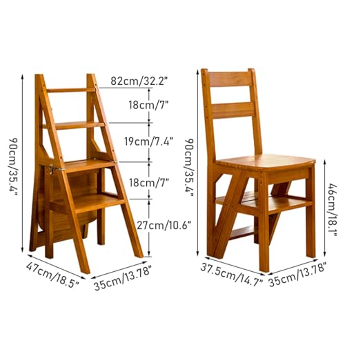 Échelle de bibliothèque bois 3 en 1 et tabouret multifonctionnel double usage
