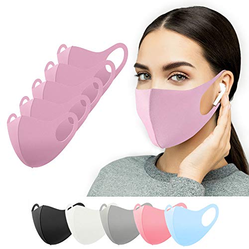 Stoffmaske 5 Stück rosa pink für ältere Kinder Jugendliche Erwachsene, Mundschutz Maske waschbar, Behelfsmaske Alltagsmaske Gesichtsmaske Damen Cover