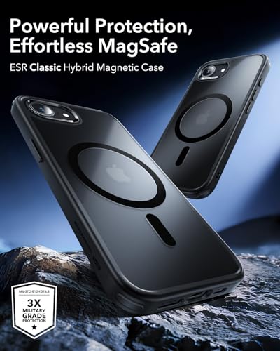 Image of ESR for iPhone 17e / iPhone 16e Case, Compatible with MagSafe, Shockproof Military-Grade Protection, TPU, Magnetic Case, Classic Hybrid Case (HaloLock), Frosted Black