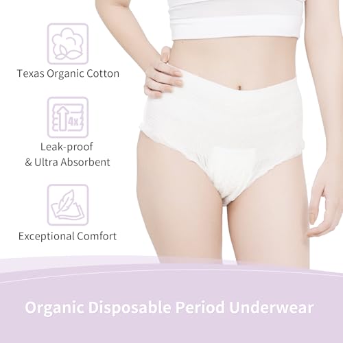Image of Organic Cotton Disposable Period Underwear for Women, S /M, 12CT