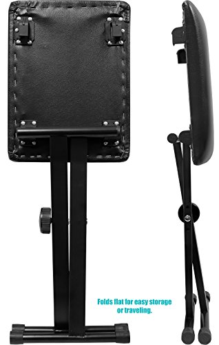 Greenpro Adjustable X Style Cushion Padded Piano Keyboard Bench- Black.