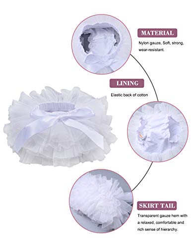 Image of Baby Girls Tutu Bloomers Diaper Cover Cotton Tulle Bloomers and Headband Set