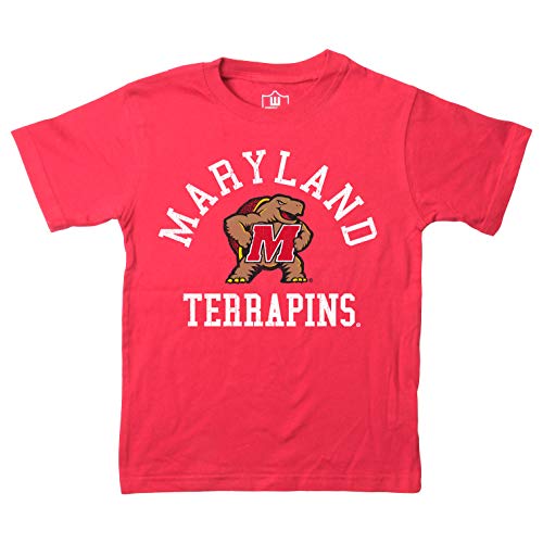 Wes and Willy NCAA Kids S/S Organic Cotton Tee Shirt, Maryland Terrapins, Cherry, M