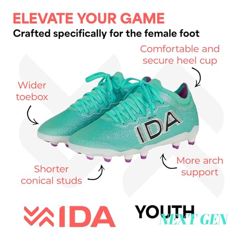 IDA Youth Next Gen Girls Youth Soccer Cleats, GRLSFIT Comfort, Mesh Nylon Upper, Girls Soccer Cleats Female-Specific Fit2
