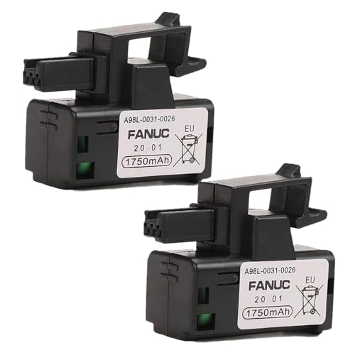 (2PCS) 1750mAh A98L-0031-0026 3V PLC Battery for FANUC 02B-0309-K102/A98L-0031-0026 CNC Machine Controler 3P Plug Style