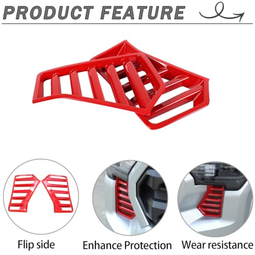 Image of Car Front Headlights Grille Vent Cover Trim Compatible With Toyota Tacoma 2024 2025 ABS Front Side Grill air inlet Vent Panel Cover Interior decoration accessories (Red)