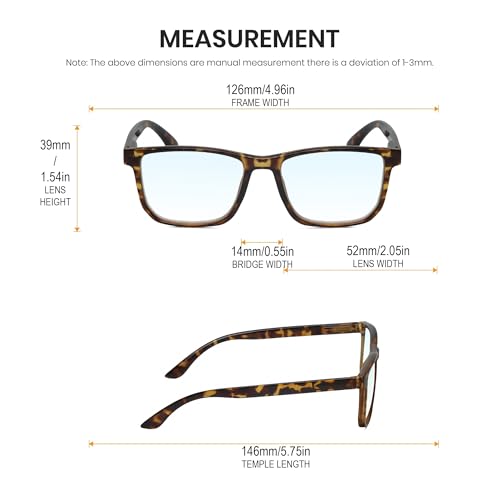 Image of Calabria R861 Rectangular Blue Light Blocking Reading Glasses Men Women Trendy Eyeglass Work Gaming Computer Readers w /Case