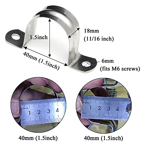 M40 (1 1/2 Inch) Stainless Steel Rigid Pipe Hole Strap,With 2 Holes Cable U Bracket Clamp Hanger，Heavy Duty Rigid Pipe Strap Clamp 30 Pcs #TOP2