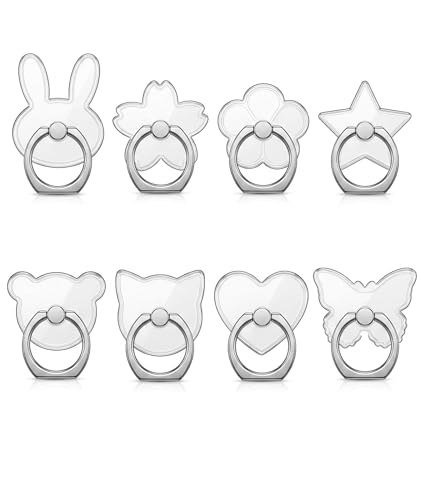 Image of 8 PCS Mobile Ring Holder, Phone Ring Holder for Secure Grip, Transparent Ring Holders with Strong Adhesive, Compatible with Various Smartphones, Easy Installation Design