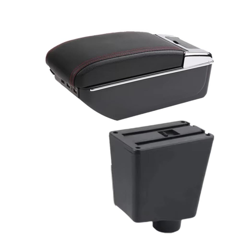 SXQPOCAR For Seat Ibiza III 2001-2008 For Ibiza 6j For Ibiza 6L Car Armrest Box Storage Box Replacement Parts(D red line 7USB)