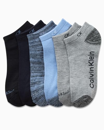 Calvin Klein Boys No Show Socks - 6 Packs Comfort Stretch Cushioned Performance Athletic Low Cut Socks for Boys (Sizes: M-L)4