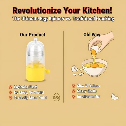 Image of Alark Egg Scrambler Shaker Whisk Hand Powered Golden Egg Maker with Pulling Rope Eggs Cooking Tool Mixer Kitchen Gadgets Manual Egg Shakers Egg Yolk Egg White Mixer for Making Hard Boiled Golden Eggs