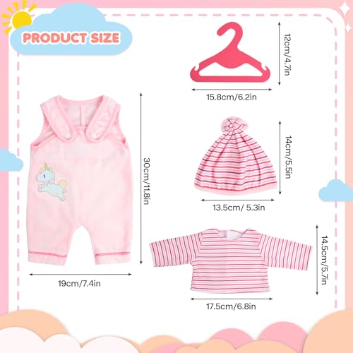 Kleidung Outfits für Baby Puppen, 2 Stück Puppenkleidung Baby Born Kleidung Bekleidung Outfits für Baby Puppen, Puppenkleider Set mit Hut Langarm Hose Kleiderbügel, Puppenzubehör für 35-45 cm Puppen