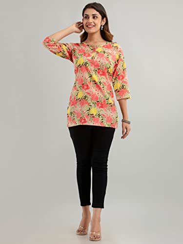 Image of feranoid Women Cotton Printed Straight Short Kurti