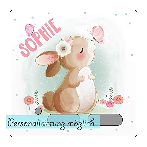 My Sweetheart® Tonie Schutzfolie Toniebox Folie Aufkleber personalisiert mit Namen Hase Schmetterlinge wischfest kratzfest Schutz LED durchscheinend