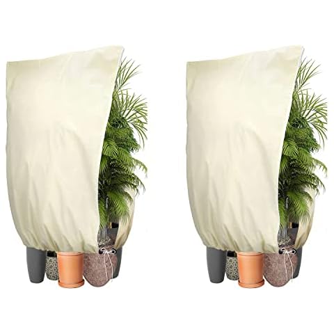 TAZZOR Plant Covers for Winter, 120 * 180cm 2 Packs Frost Protection for Plants Cover with Zipper & Drawstring Reusable Plant Freeze Cover for Outdoor Shrub and Fruit Trees Cover