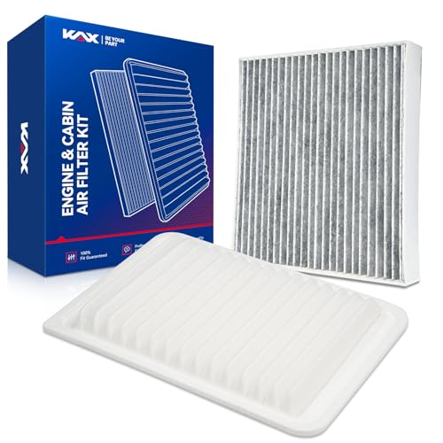 KAX Engine & Cabin Air Filter Kit Replacement for Toyota Camry GAS 2007-2009 L4 2.4L 2010-2011 2012-2017 GAS L4 2.5L Venza 2009-2015 L4 2.7L Replace# CA10171 CF10285