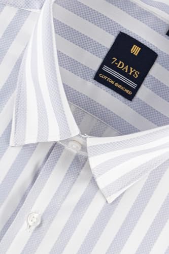 Image of 7-DAYS Men's Premium Striped Formal Shirt - Cotton Rich, Regular Fit, Full Sleeve, with Pocket, Wrinkle Resistant - Stylish Office & Everyday Wear.