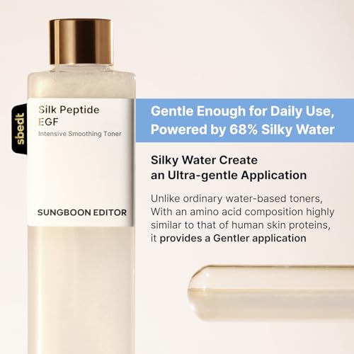 Image of SUNGBOON EDITOR Silk Peptide EGF Facial Toner with Copper Peptides for Sensitive Skin, Moisture & Smoothing Care for fine Lines, Firm-Looking Radiance, Korean Skincare 10.14 fl oz