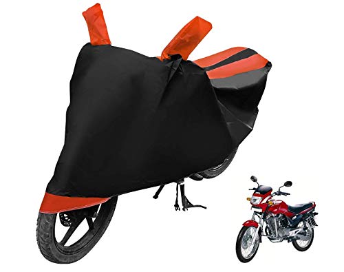 Image of Auto Hub Bike Cover Compatible with TVS Apache RTR 160 with Mirror Pocket, Dustproof, Heat Resistant, Triple Stitched, Apache 160 Bike Cover- Black, Orange