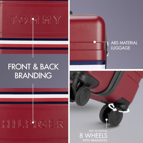 Image of Tommy Hilfiger Berlin Unisex Hard Luggage - Wine, 77Cm Cargo Bag with 4 Wheel Trolley
