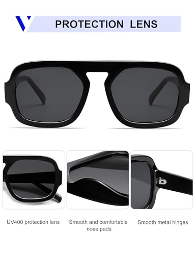 VANLINKER Retro Aviator Sunglasses for Women Men Trendy Square Sun Glasses Vintage Style VL9826-A4