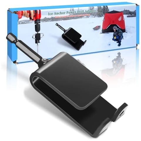 Huntury Ice Anchor Power Drill Adapter for Ice Fishing Shelter, Fit 3/8" and 1/2" Chuck Power Drills, Ice Anchor Adapter for Ice Tent, Ice Fishing Accessories, Ice Shelter Accessories Cover