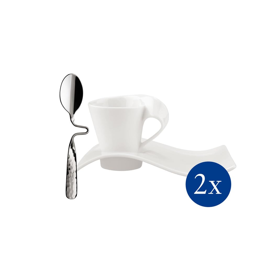 Villeroy & Boch 1024847556 New Wave - Tazzine da caffè in porcellana, colore: Bianco