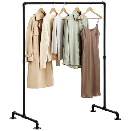 CLP Kleiderständer stabil Jersey, freistehend breitenverstellbar, Kleiderstange aus Metall im Industrial Design, Garderobenständer, Farbe:schwarz, Größe:120 cm