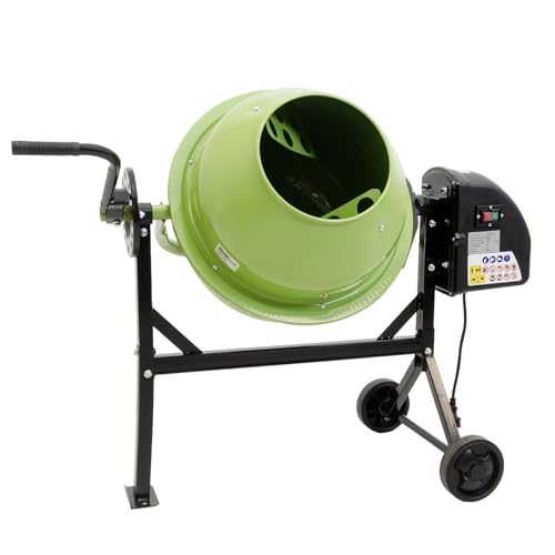 TRUTZHOLM Betonmischer 70 Liter Fassungsvermögen 275W / 230V Elektomischer 27,5 U/min Trommel Ø43 cm stabiler Stahlrahmen verzinkt mit Zahnkranz Guss Bau Garten Renovierung Beton Mörtel Zementmischer