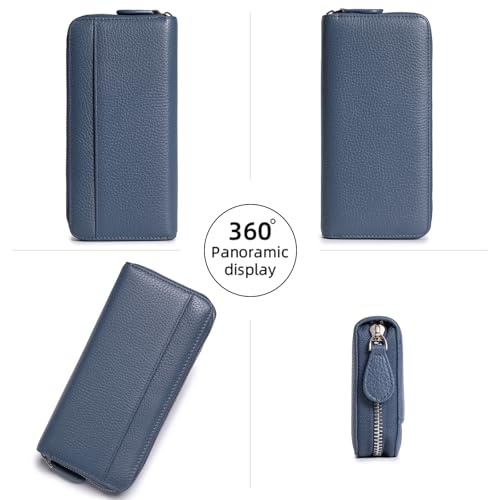 RFID Blocking Womens Zipper Wallet Leather Large Capacity Billfold Clutch Zip Around Wallets for Women2