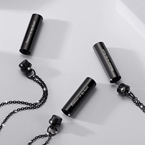 3 Pack Urn Necklace for Ashes Memorial Cremation Jewelry for Ashes, Cylinder Urn Locket for Ashes Stainless Steel Urns Pendant Keepsake Jewelry with Words: Forever in my heart & Funnel Kit & Bag4