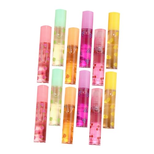 DRESSOOS 女性のための12個の果実の唇光沢のある透明な唇の保護具の保湿口紅