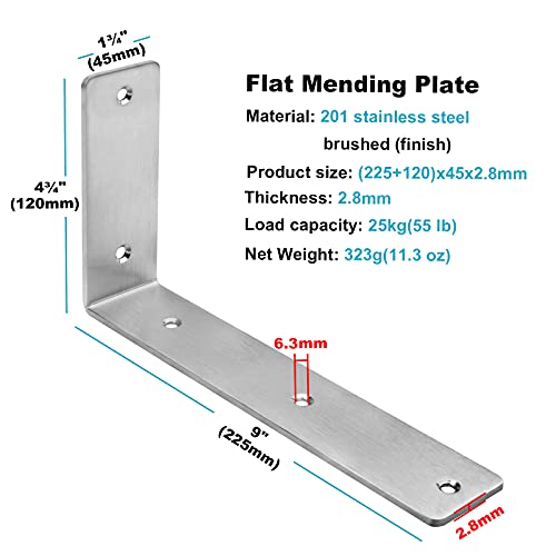 Eoere 4 Pcs 9 Inch Stainless Steel L Right Angle Bracket Support thumb #1