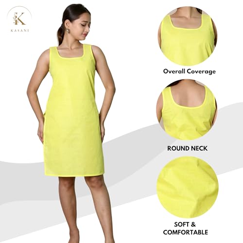 Image of KASANI Women's Camisole Cotton Long Knee-Length Sameej /Slip /Inner, Sleeveless, Pack of 2