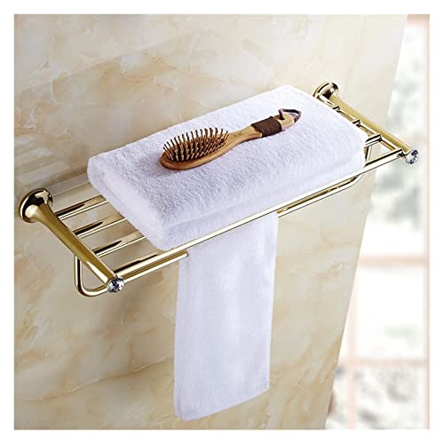 Porte-serviettes double avec support étagère de salle de bain en métal et cristal