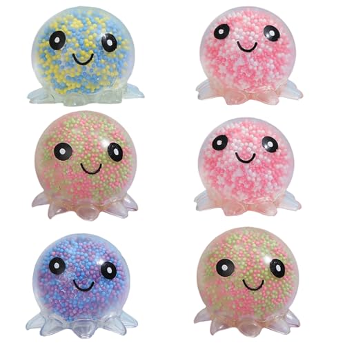 6 Stück Octopus stressball Kinder, Antistressball, Anti Stress Bälle, Niedliche Ball, Anti Stress Ball Für Kinder Und Erwachsene, Ideal Für Büro, Schule, für Geburtstagsgeschenk, Weihnachten