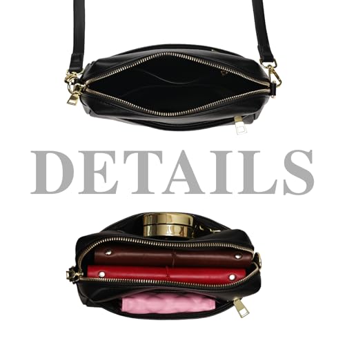 Crossbody Purse for Women,Small Vegan Leather Purse with Adjustable Shoulder Strap,Triple Zip Shoulder Handbag4