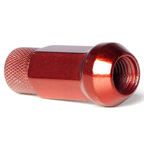Circuit Performance Forged Steel Extended Hex Lug Nut For Aftermarket Wheels: 12X1.5 Red - 20 Piece Set + Tool #TOP3