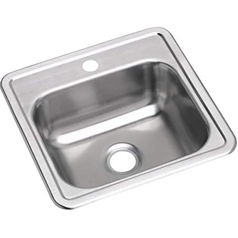 Elkay D11515 Dayton 15" Drop In Single Basin Stainless Steel Kitchen Sink - 1 Faucet Hole Cover