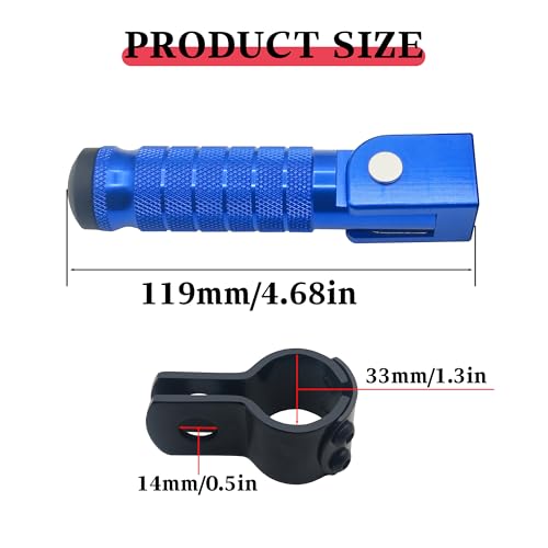 Image of M8 Motorcycle CNC Aluminum 90 Degree Folding Rearsets Folded Motorbike Footrest Bicycle Footpegs Foot Pegs Pedal Universal (Blue)