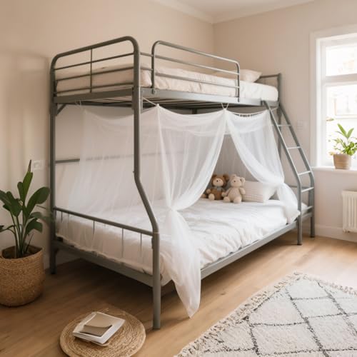 Image of 4 Corners Mosquito Net for Bed,White Mosquito Net para Mosquiteros for Bunk Beds,Dorm Twin Bed Canopy,Tight Weave Insect Netting,for Camping Home,Dormitory,Housing Bed Bug Protection(2m*1.5m)